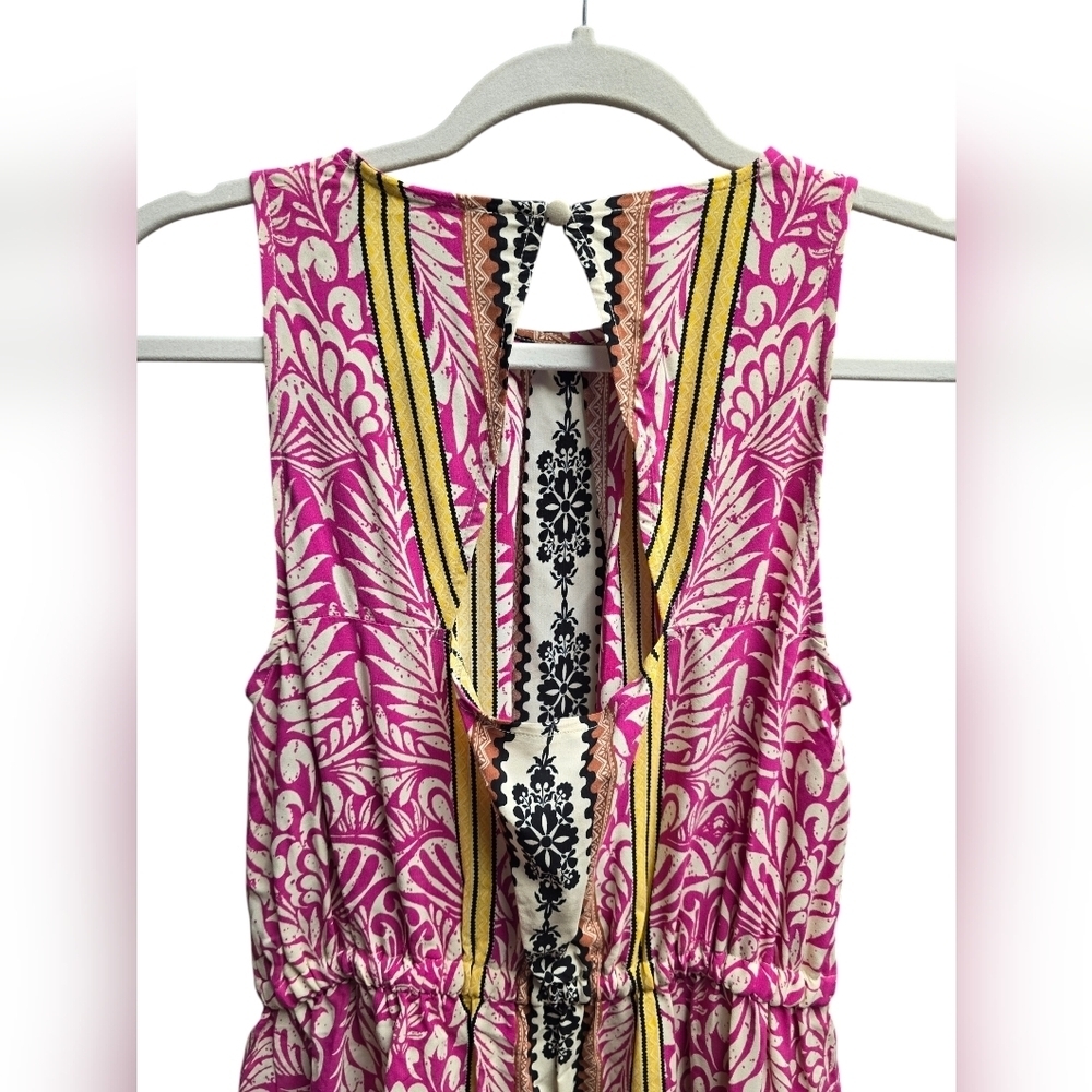 LOFT Palm Cutout Back Midi Pocket Dress Sz. S Magenta Sunset - Picture 5 of 11